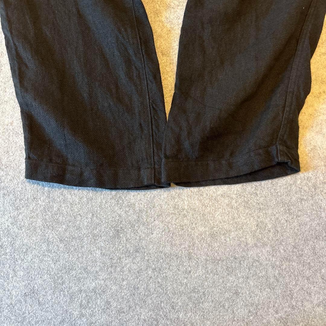 【美品】JELADO ジェラード　リネンツイルリボンパンツ　Lサイズ　黒　麻