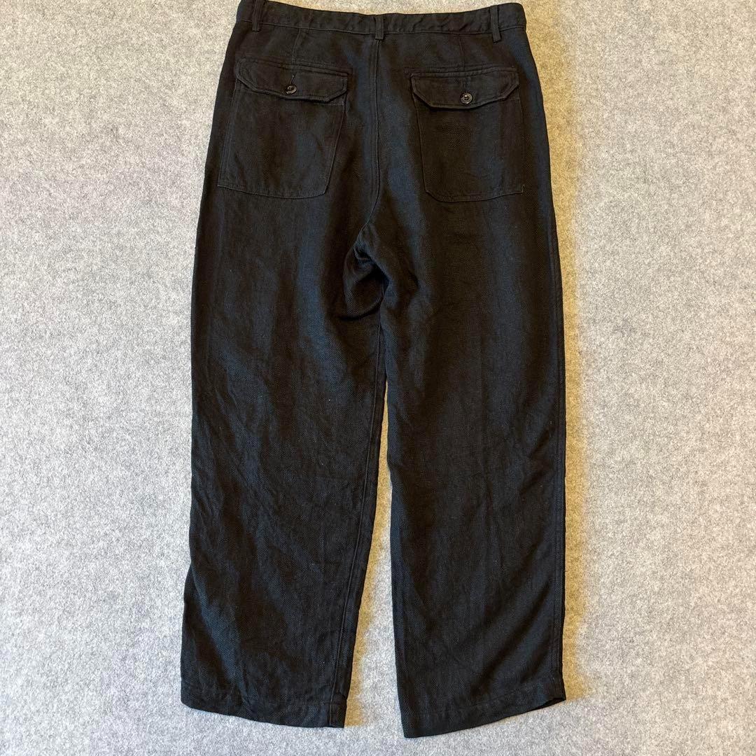【美品】JELADO ジェラード　リネンツイルリボンパンツ　Lサイズ　黒　麻