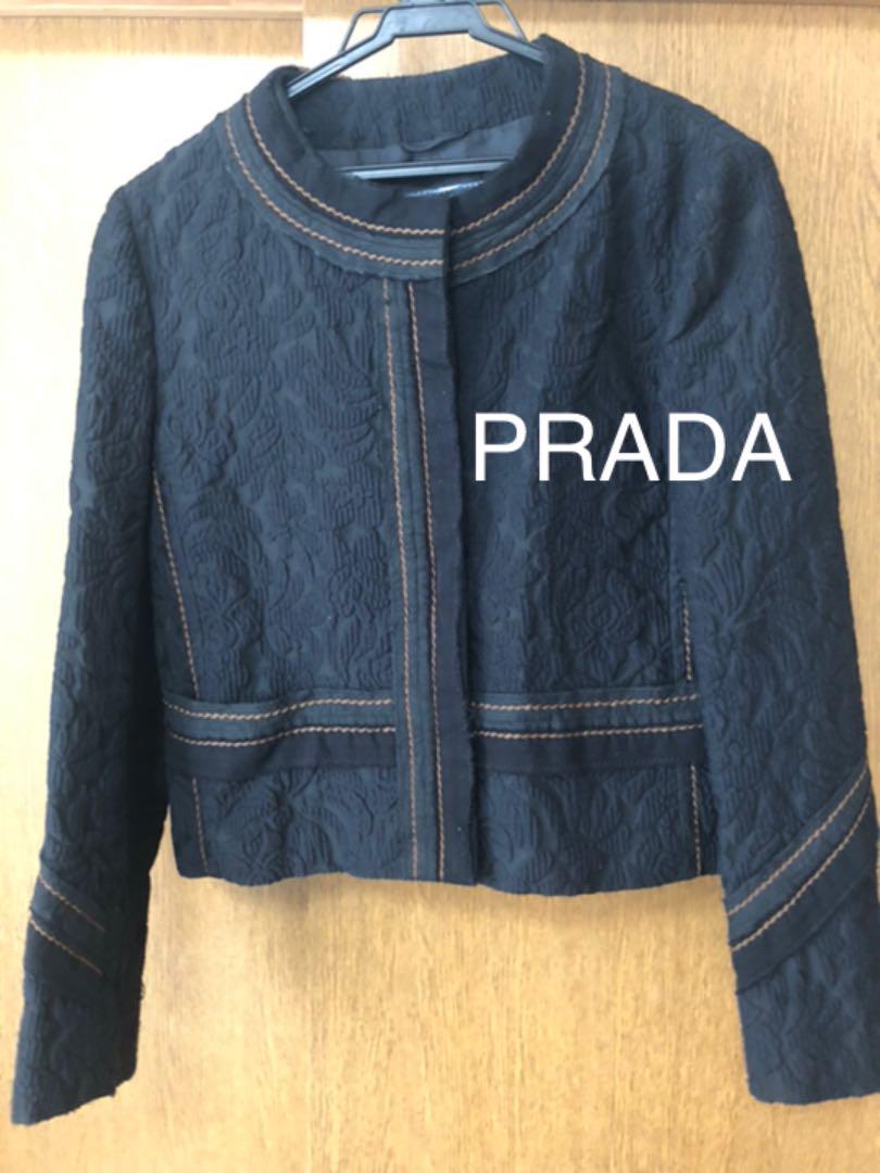 プラダPRADA ノーカラージャケット ブラックサイズ38 Mサイズ