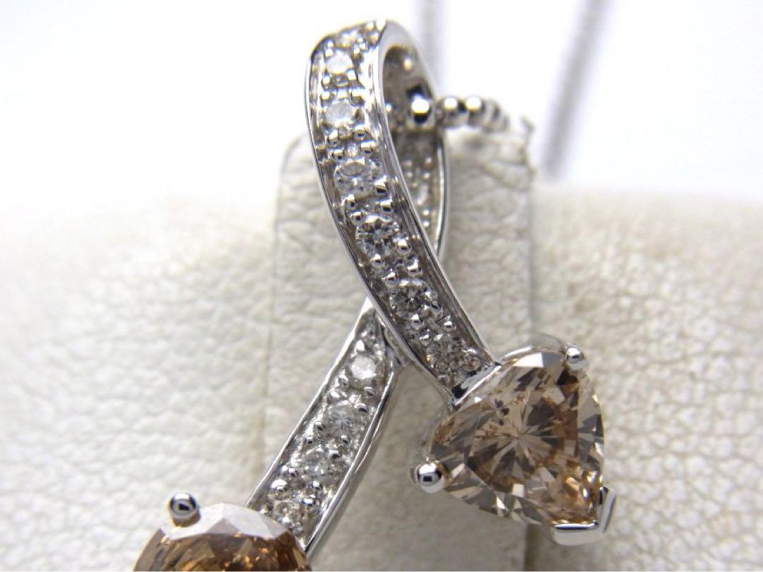 K18WG/750 ブラウンカラー系 合計1.01ct 天然ダイヤネックレス K18WG/750 ブラウンカラー系 合計1.01ct 天然ダイヤネックレス