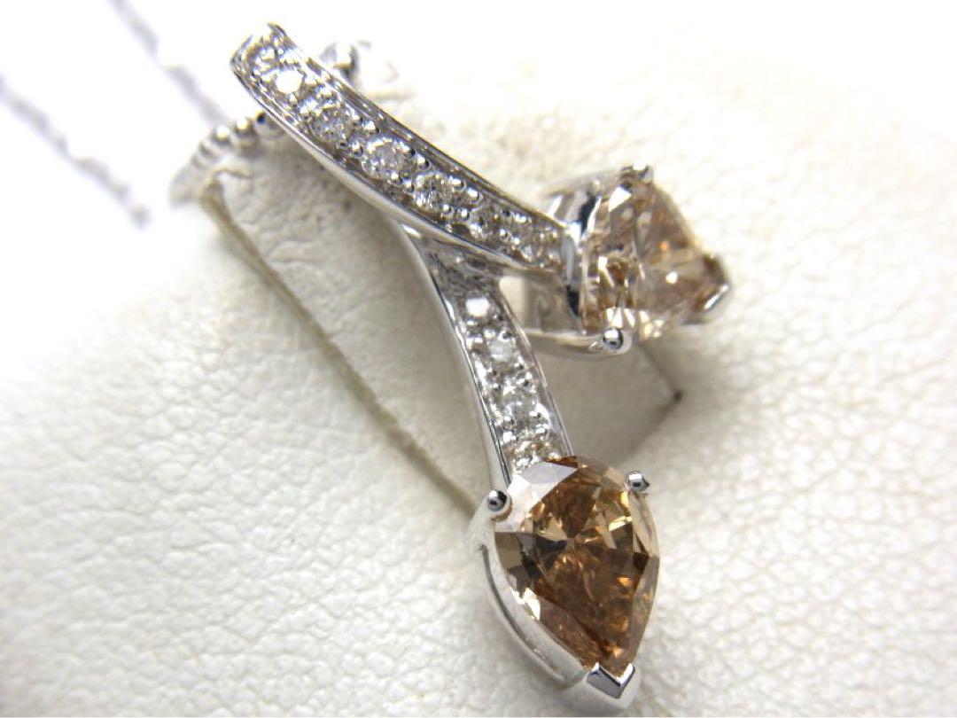 K18WG/750 ブラウンカラー系 合計1.01ct 天然ダイヤネックレス K18WG/750 ブラウンカラー系 合計1.01ct 天然ダイヤネックレス