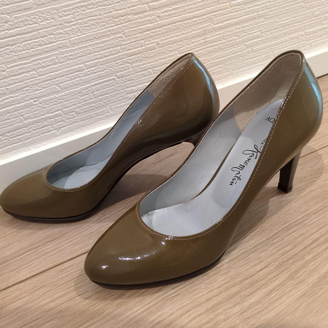 Ginza Kanematsu オリーブグリーン ハイヒール