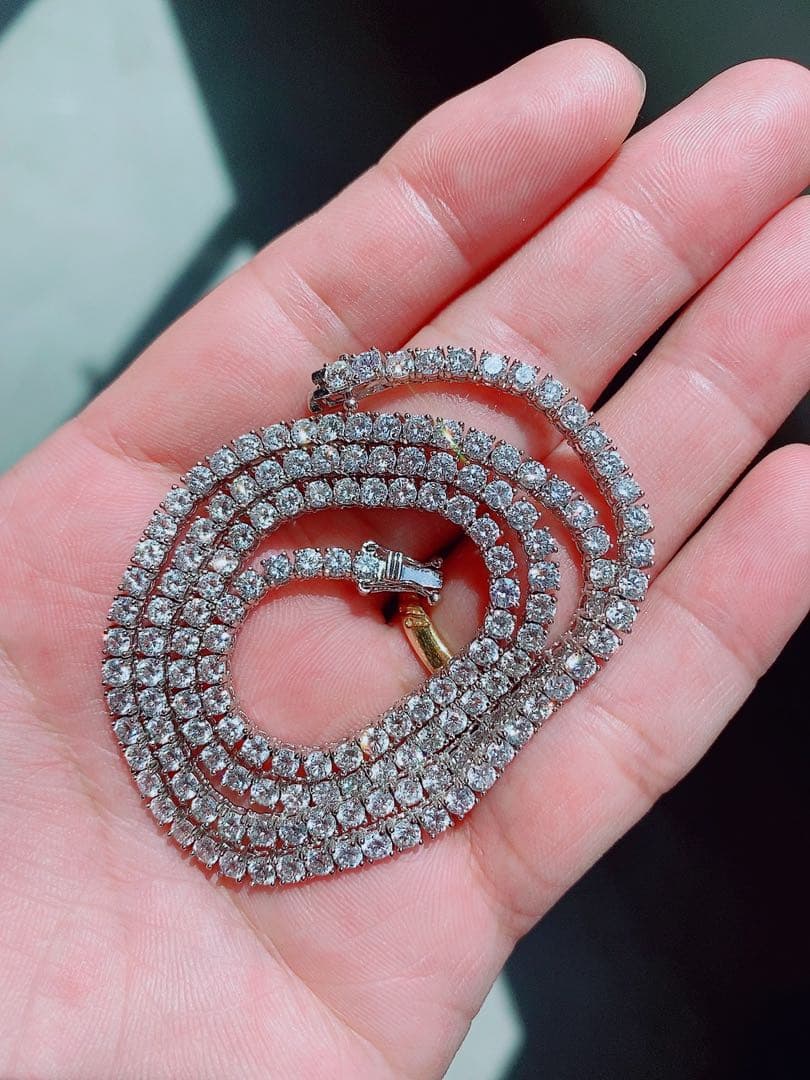 ★15ctUP★✨3.0mmダイヤモンドK18WGテニスネックレス50cm