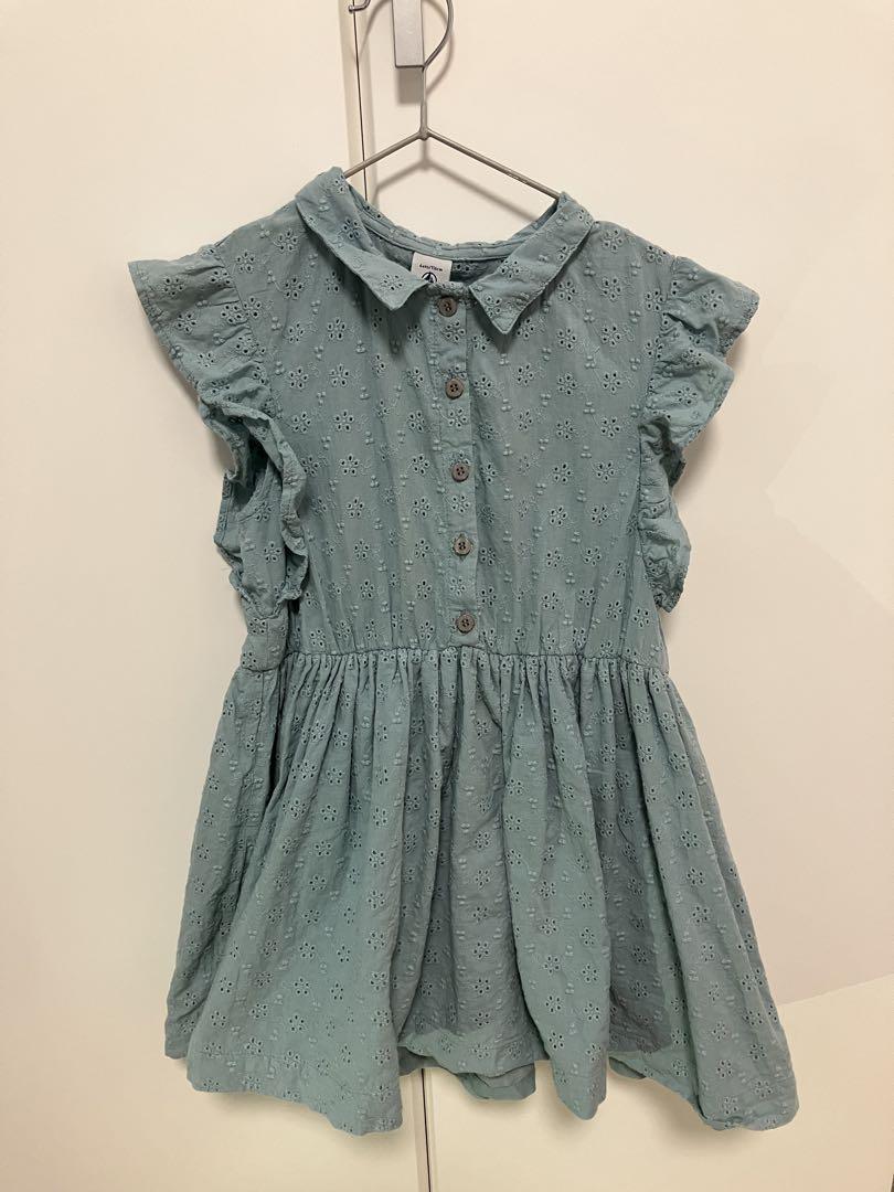 PETIT BATEAU 水色 フリル ノースリーブ ワンピース 6ans
