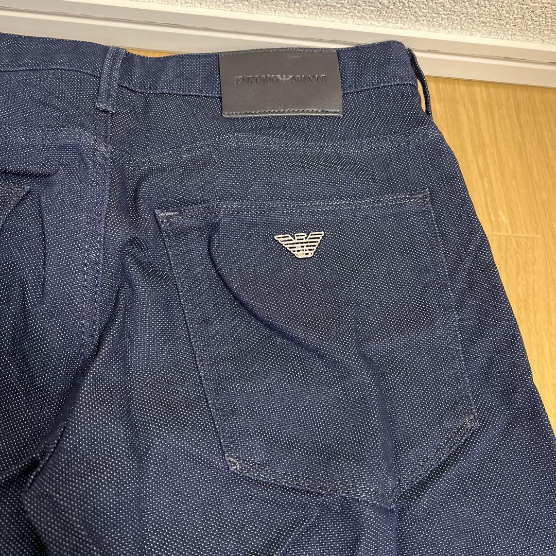 S【エンポリオアルマーニ】スリムフィットパンツ デニム風 ネイビーブルー