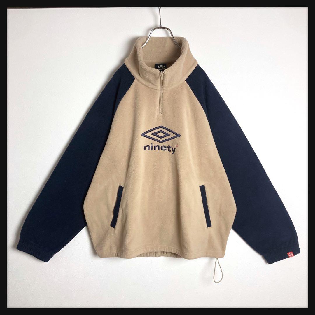 9090ナインティナインティ アンブロ 刺繍ロゴ ハーフジップ フリースL 9090 HOMU-JOURNEY_COM