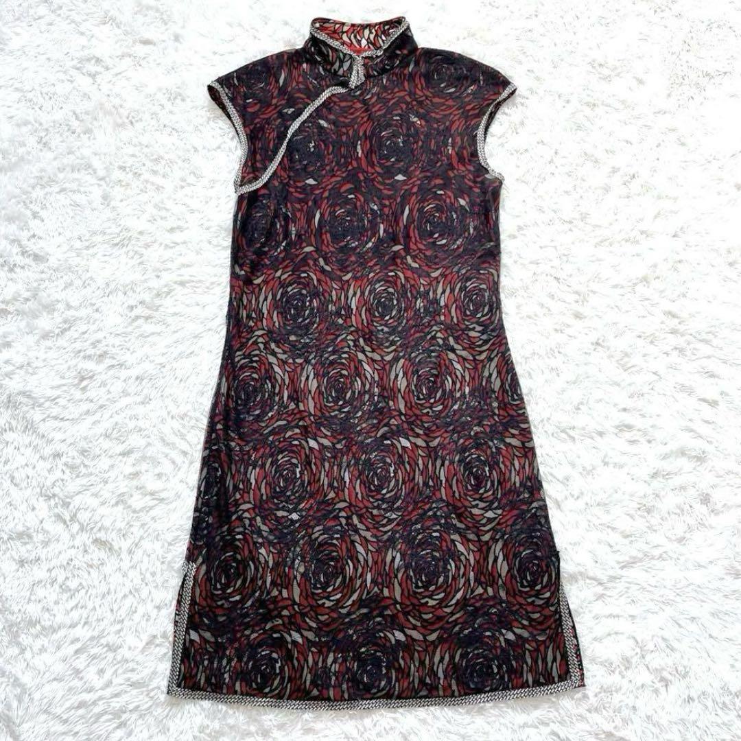 【希少】VIVIENNE TAM チャイナワンピース 花柄パワーネット 総レース