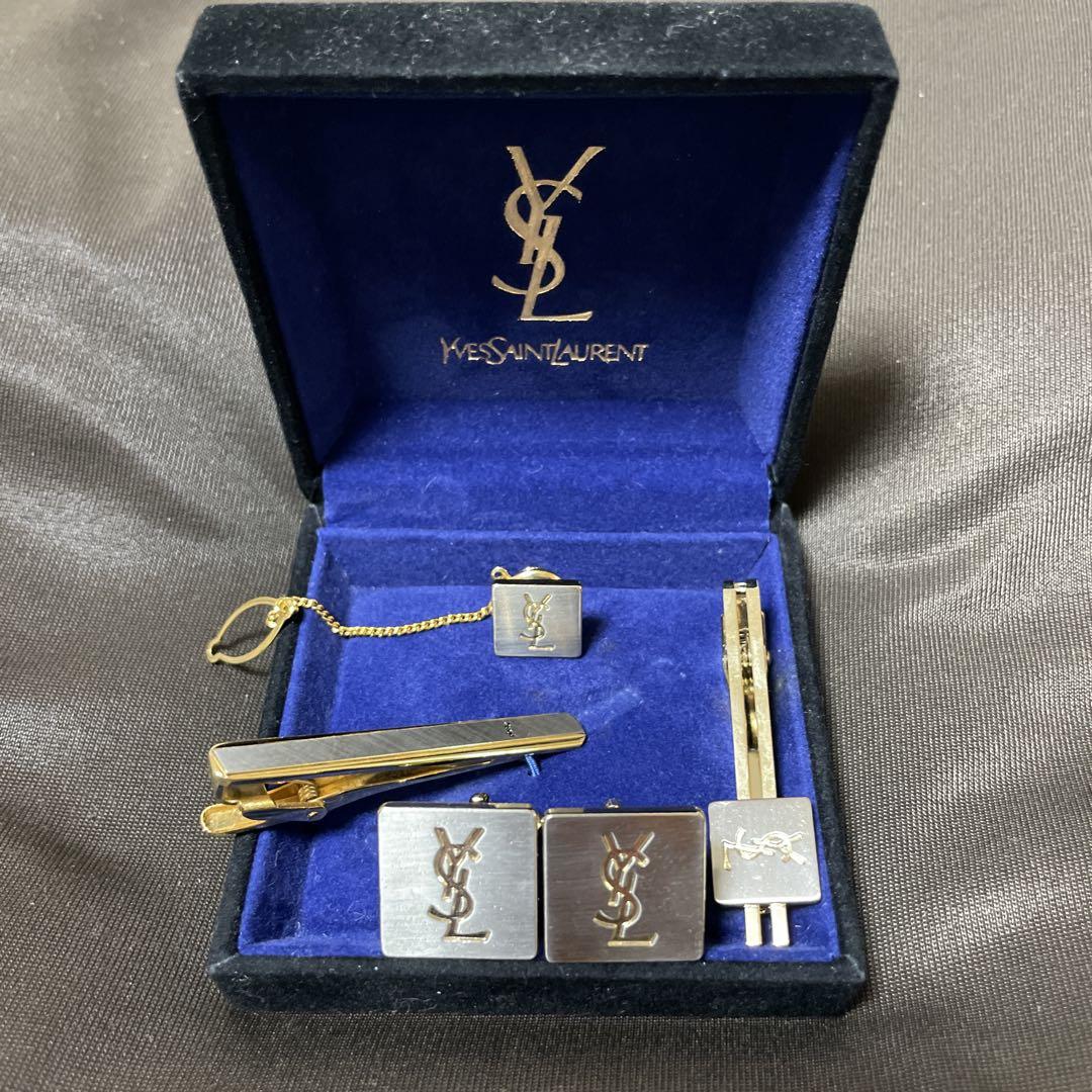 イヴサンローラン タイピン カフス セット シルバー ゴールド YSL