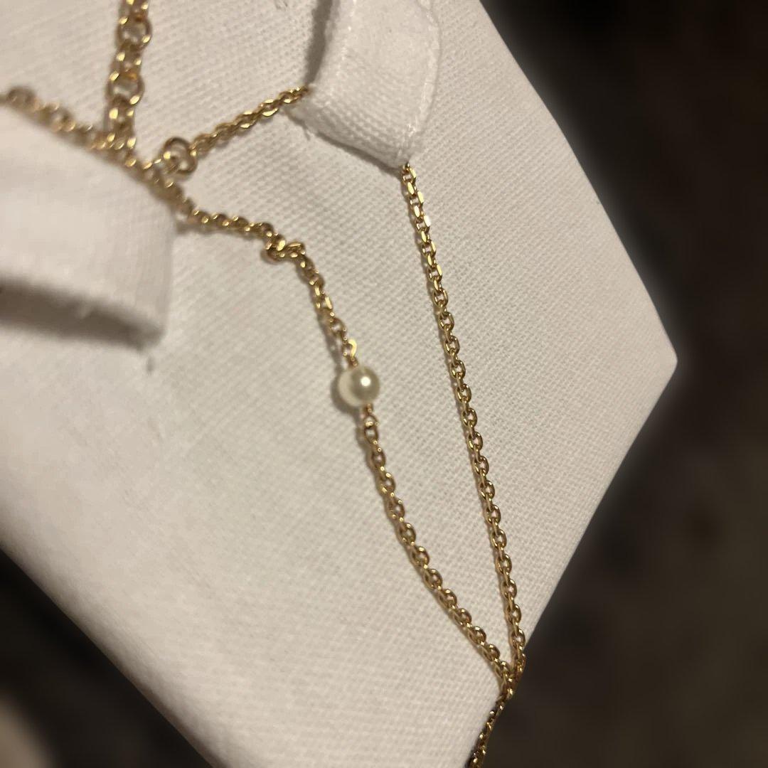 クリスチャンディオール Dior ロ ゴネックレス GP フェイクパールゴールド