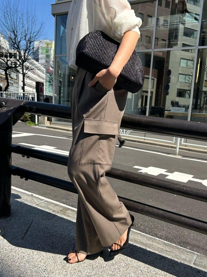 【Loungedress】ツイルカーゴパンツ　カーキ