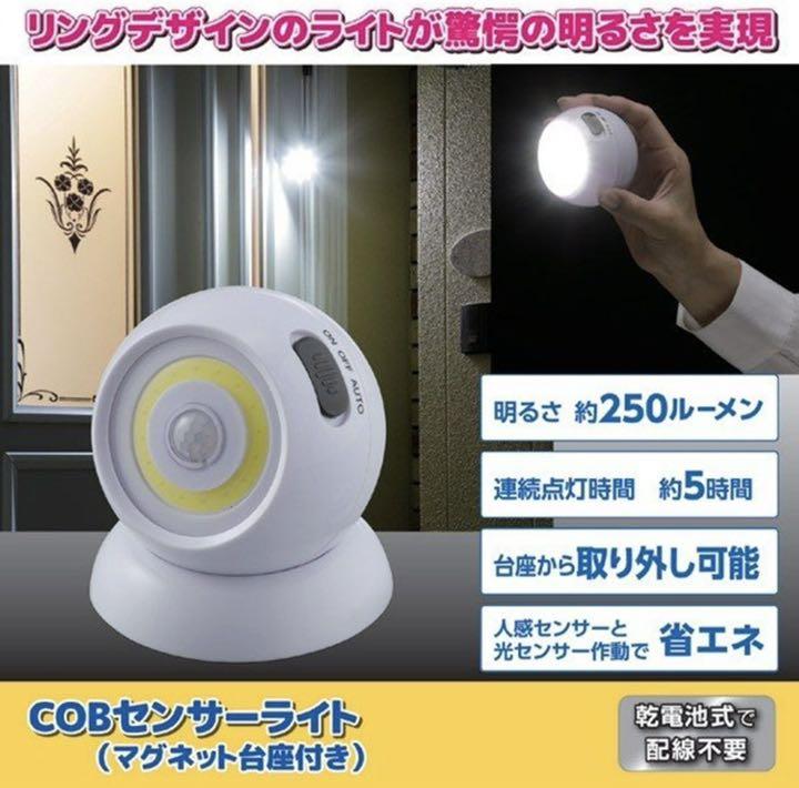 COBセンサーライト/玄関ライト 〔自動点灯・消灯〕 乾電池式