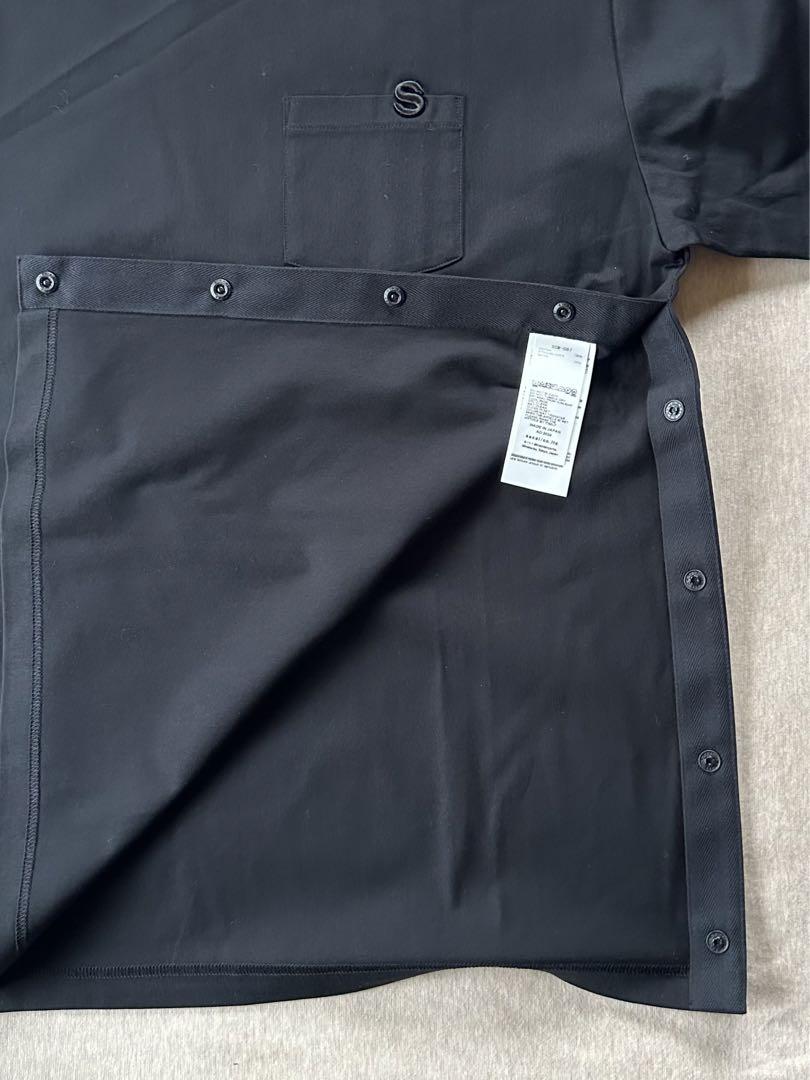 24SS新品3 sacai サカイ メンズ S ロゴ パッチ Tシャツ ブラック
