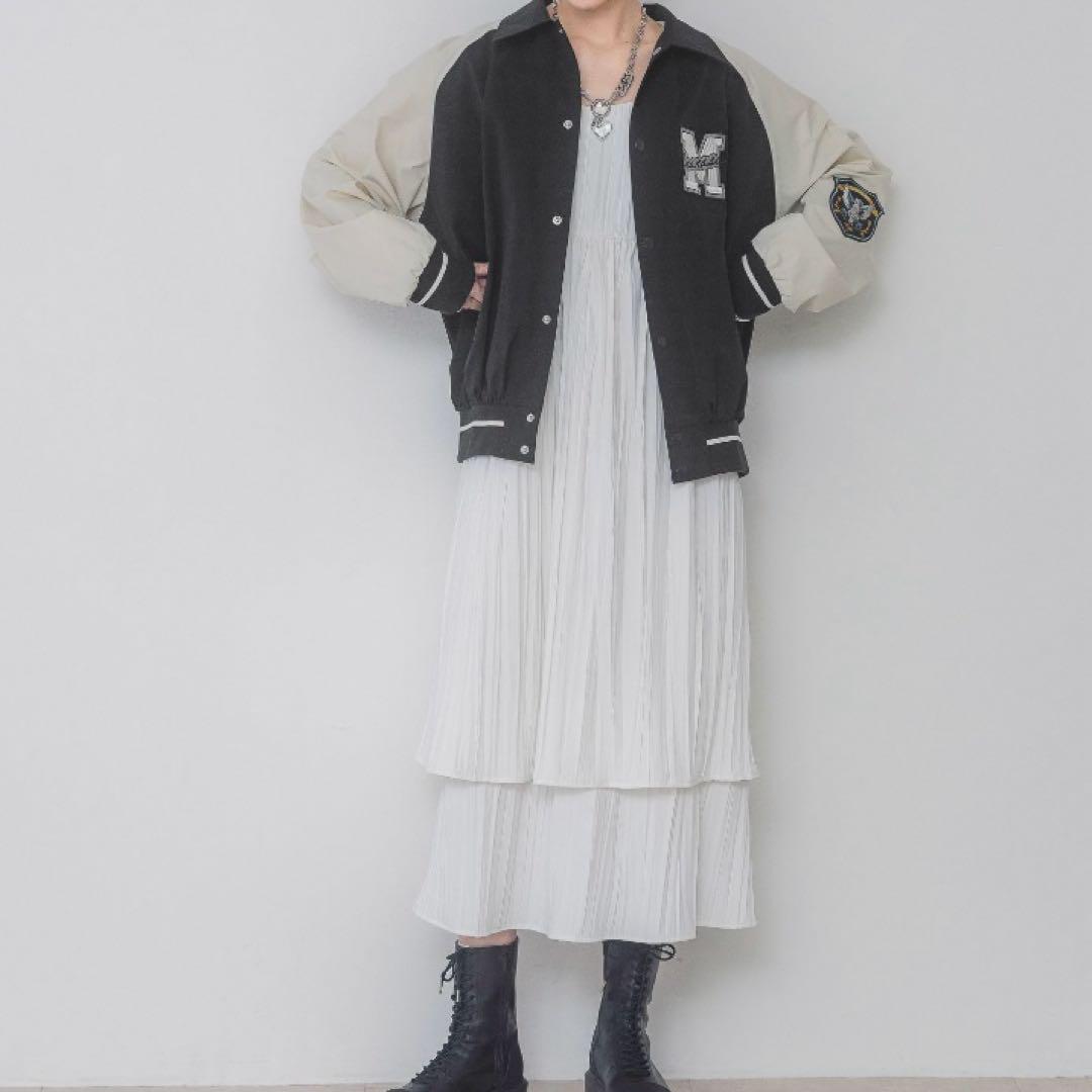 新品 JEANASIS ブロックカラースタジャン ネイビー