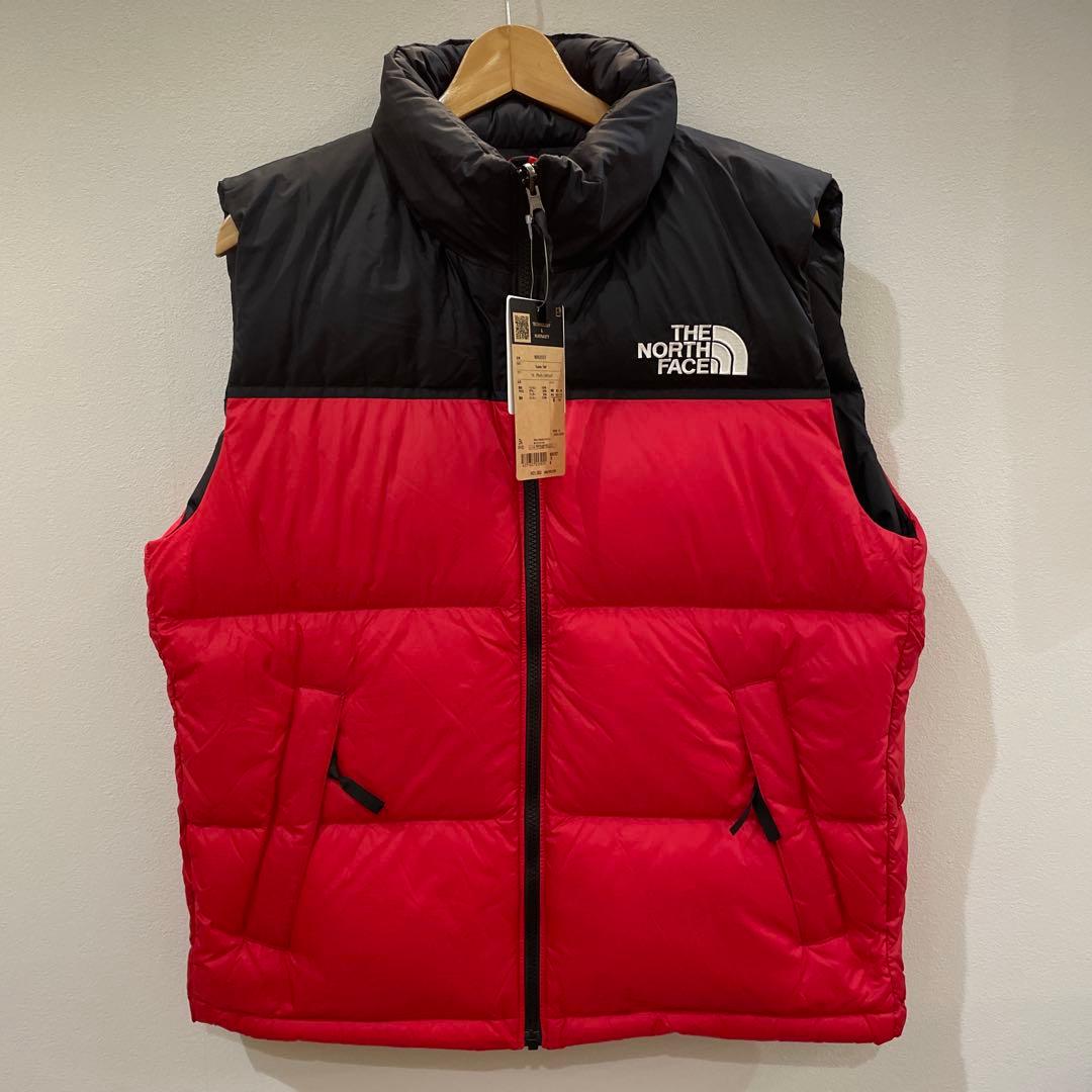 ノースフェイス Lサイズ ブラック×レッド ヌプシベスト ND92557L・THE NORTH FACE