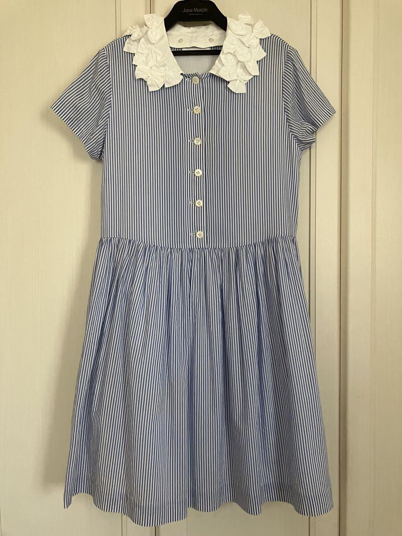 Jane Marple ファルファッレリボンカラーのストライプワンピース 5,788円