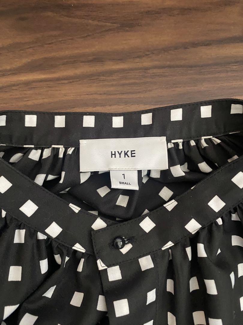 HYKEFD SQUARE PATTERN BALLOON SLEEVE SHIRT