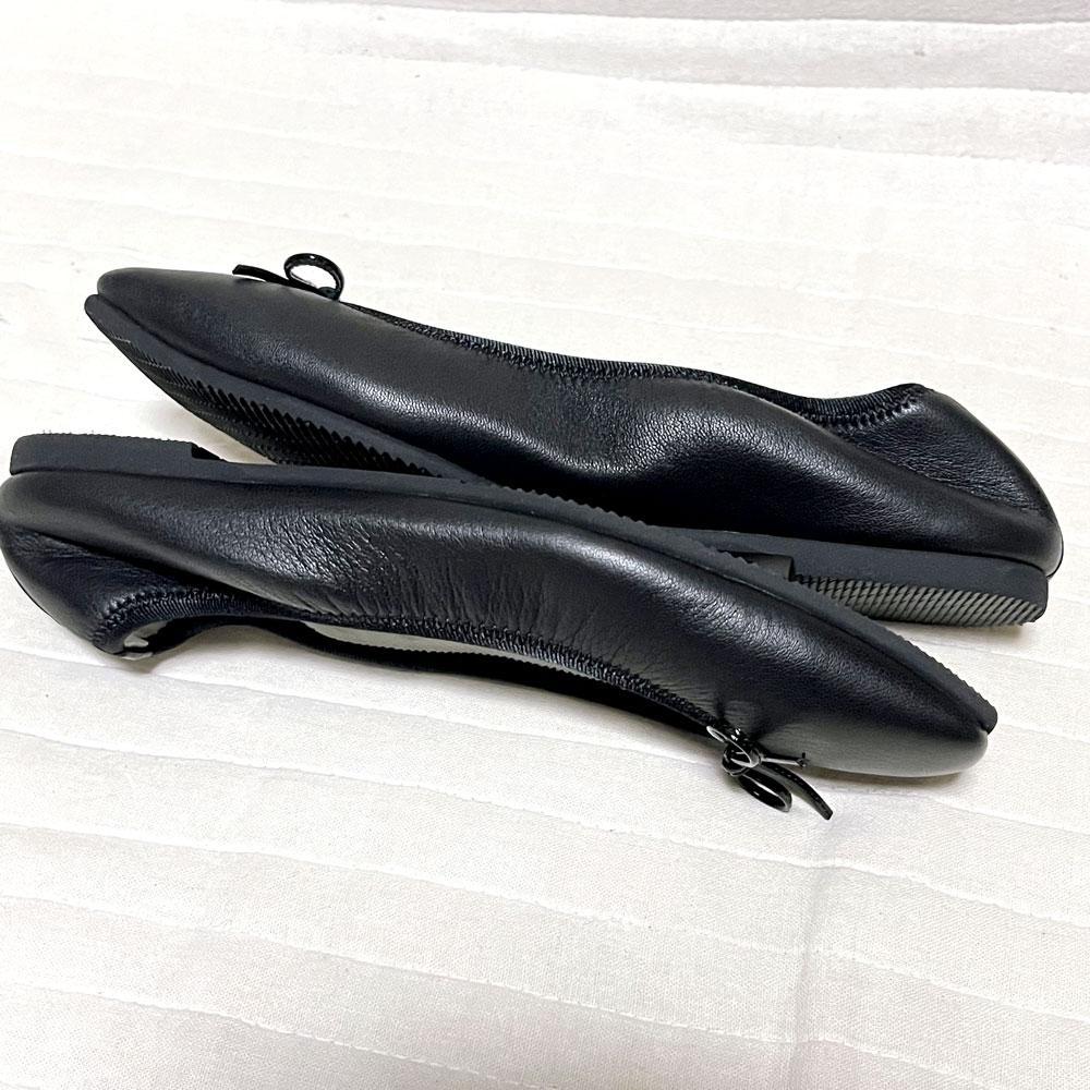 極美品 kurun tokyo スクエアトゥ バレエシューズ 撥水 ブラック