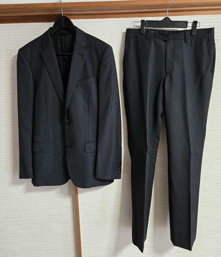 MAJI 　ビジネススーツ 上下セット　A6　ストライプ ダークグレー　ウール混