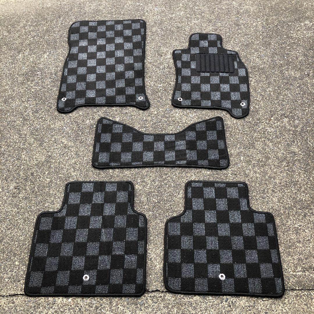 日産 フーガ 51系 フロアマット チェック 黒灰 カーマット
