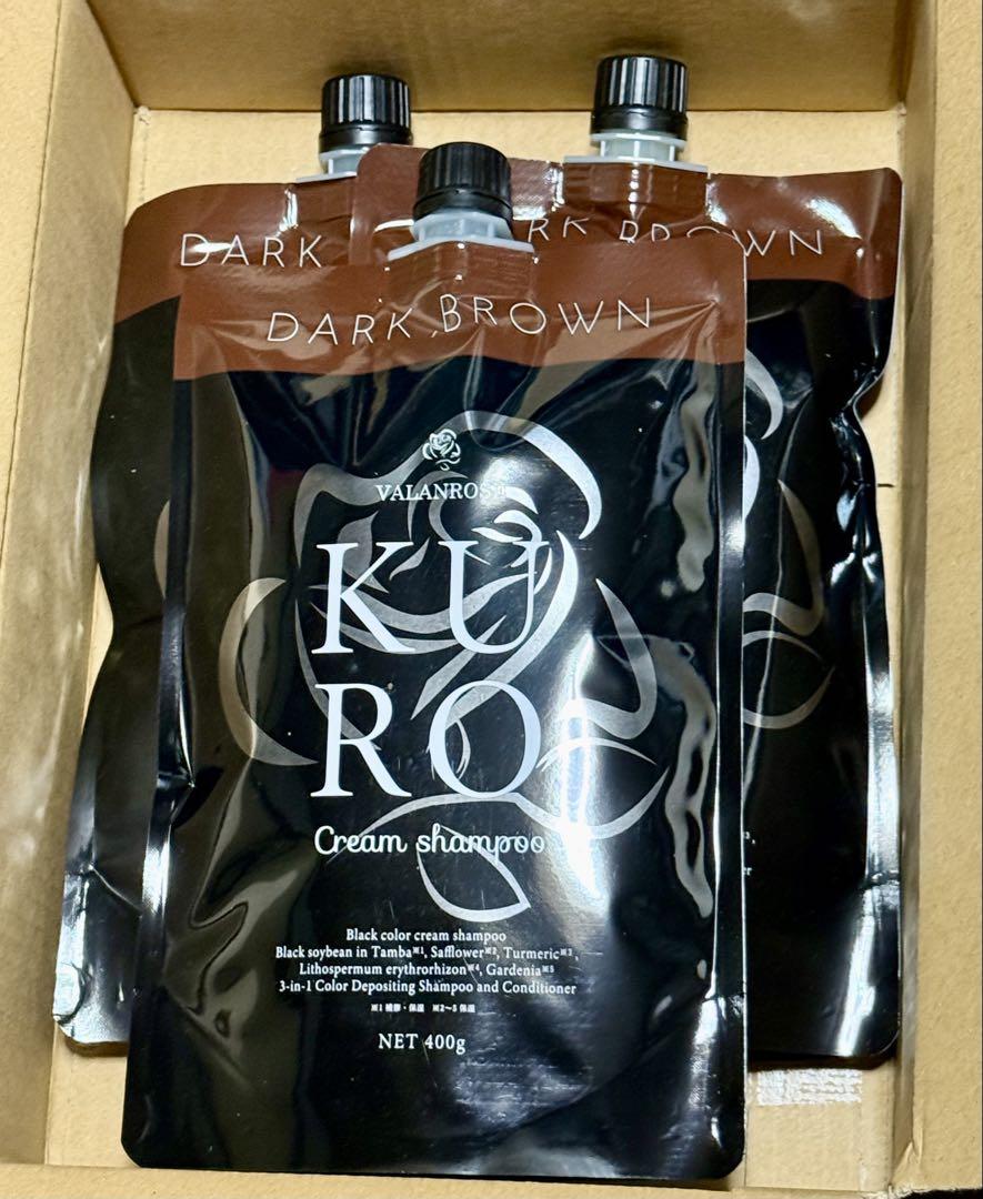 KURO ダークブラウン クリームシャンプー 400g×3個セット - メルカリ