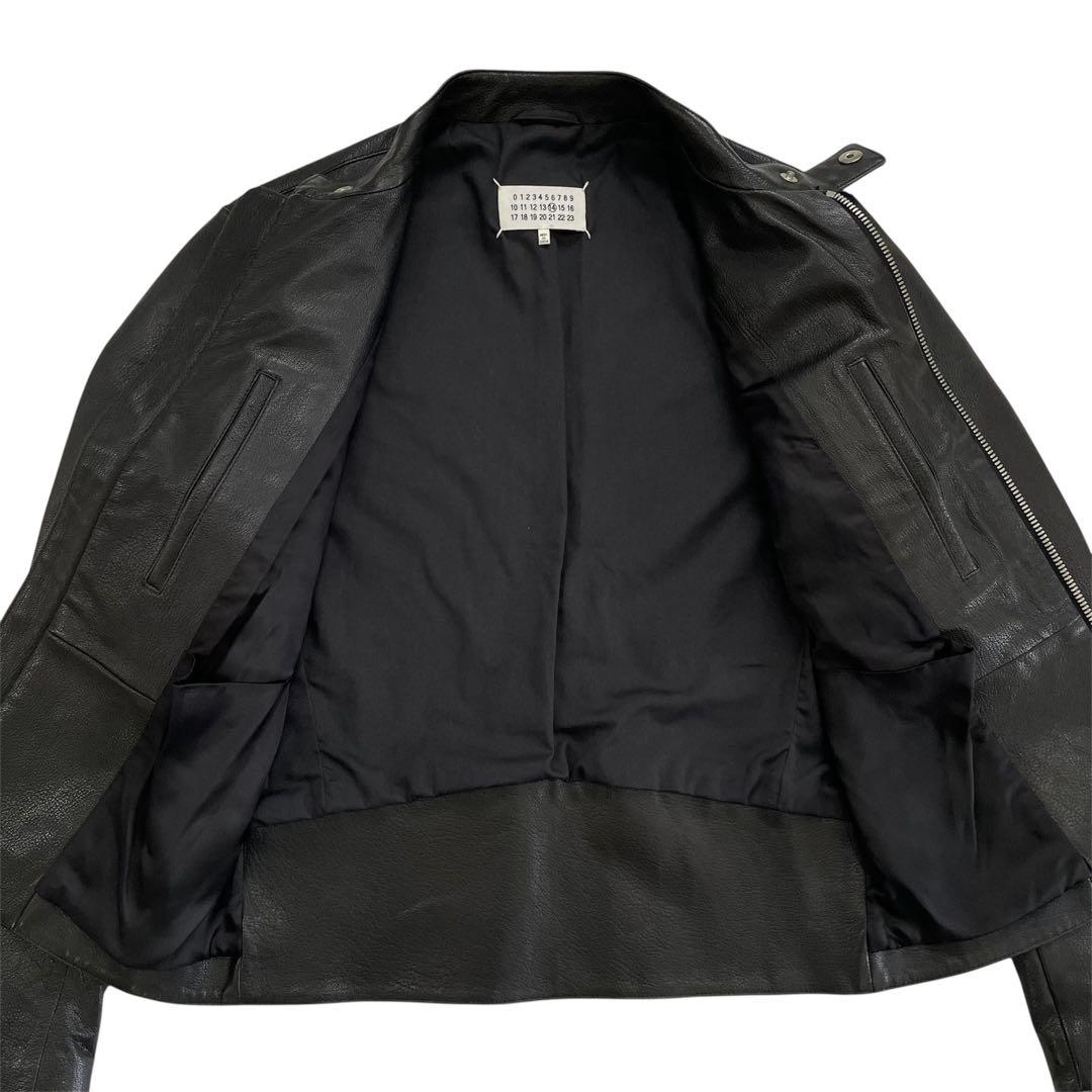 Maison Margiela マルジェラ ハの字ZIP ライダース レザー 黒