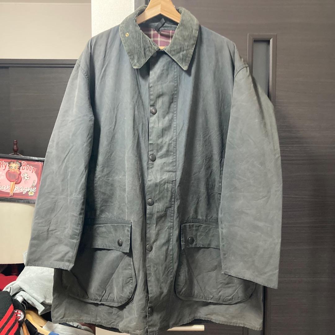 激レア 90s Barbour Border オイルドジャケット ブラック 紫
