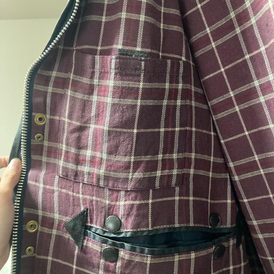激レア 90s Barbour Border オイルドジャケット ブラック 紫