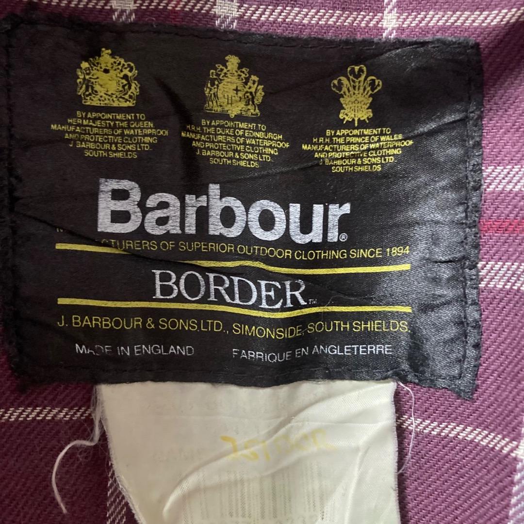 激レア 90s Barbour Border オイルドジャケット ブラック 紫