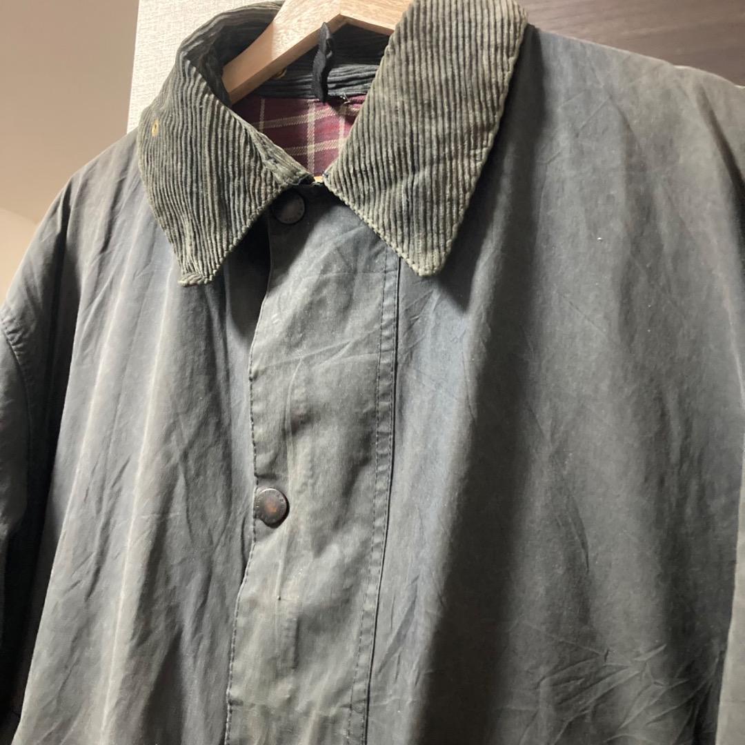 激レア 90s Barbour Border オイルドジャケット ブラック 紫