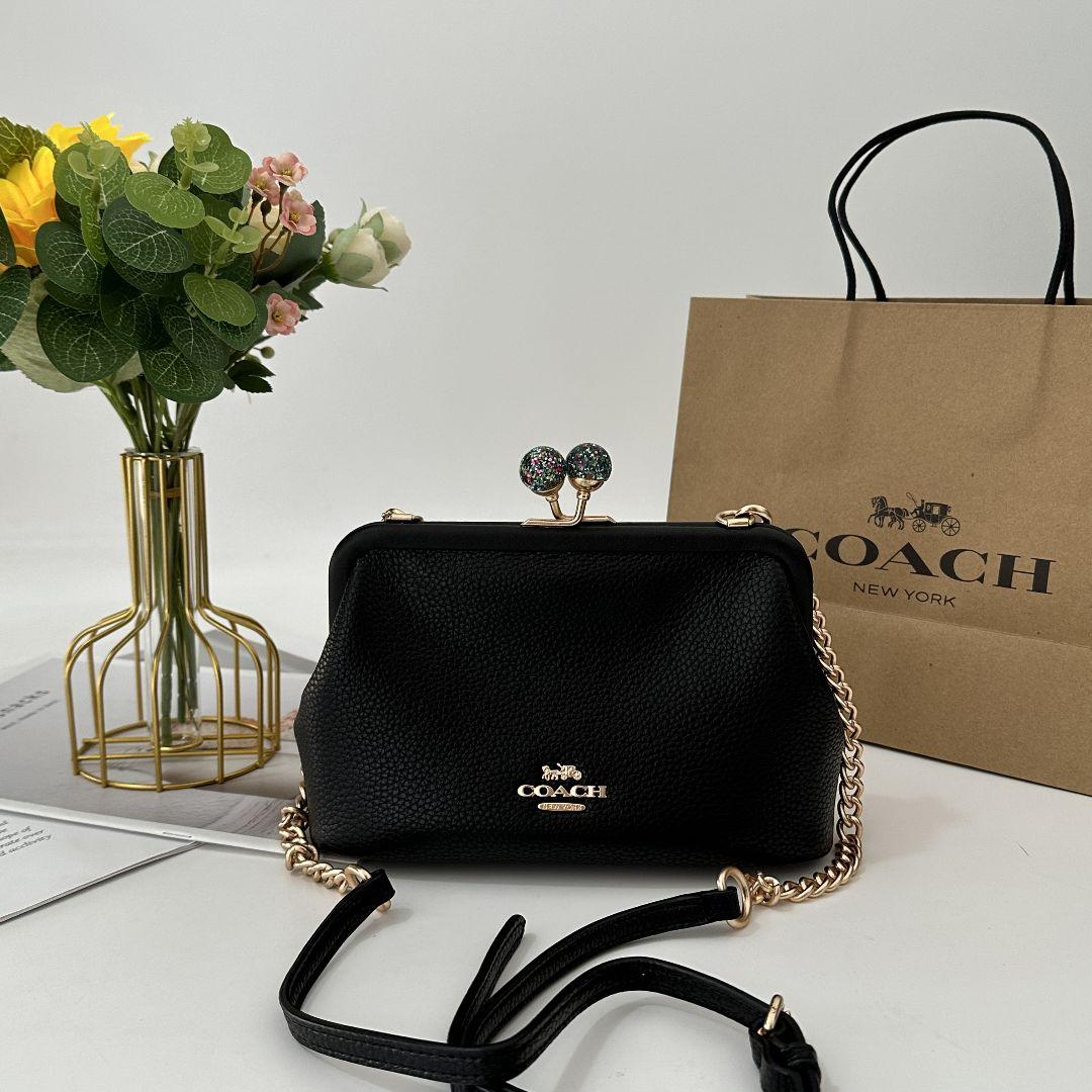 新品 コーチ COACH レザー ノラ キスロック クロスボディーブラック