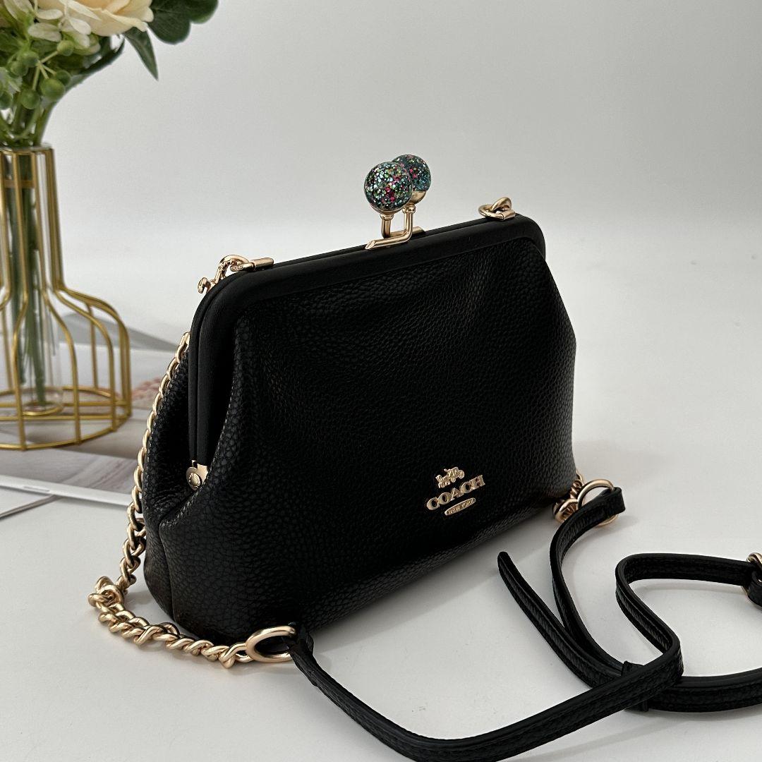 新品 コーチ COACH レザー ノラ キスロック クロスボディーブラック