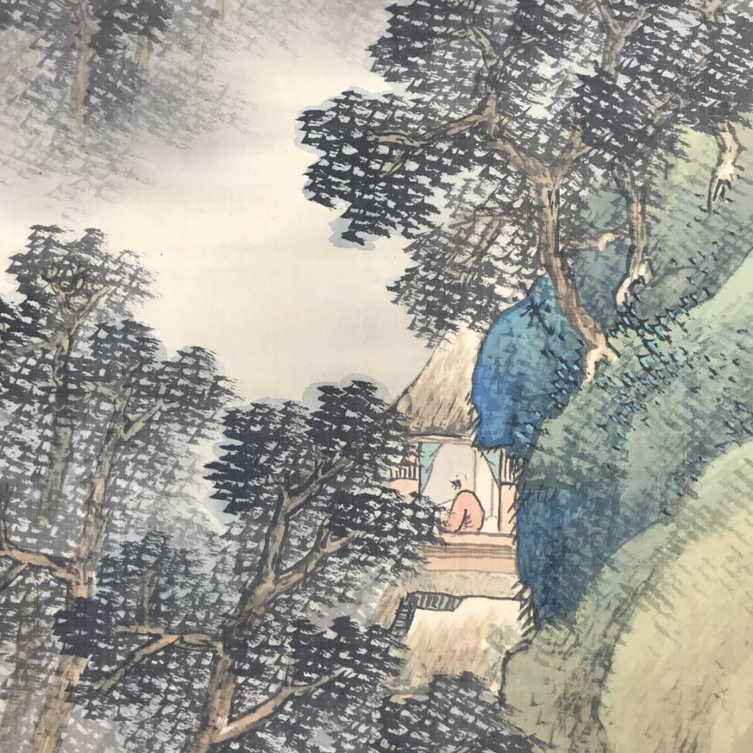 真作】赤松雲嶺/山亭時鳥図/青緑山水人物図/掛軸☆宝船☆AB-584 絵画 真作】赤松雲嶺/山亭時鳥図/青緑山水人物図/掛軸☆宝船☆AB-584 絵画