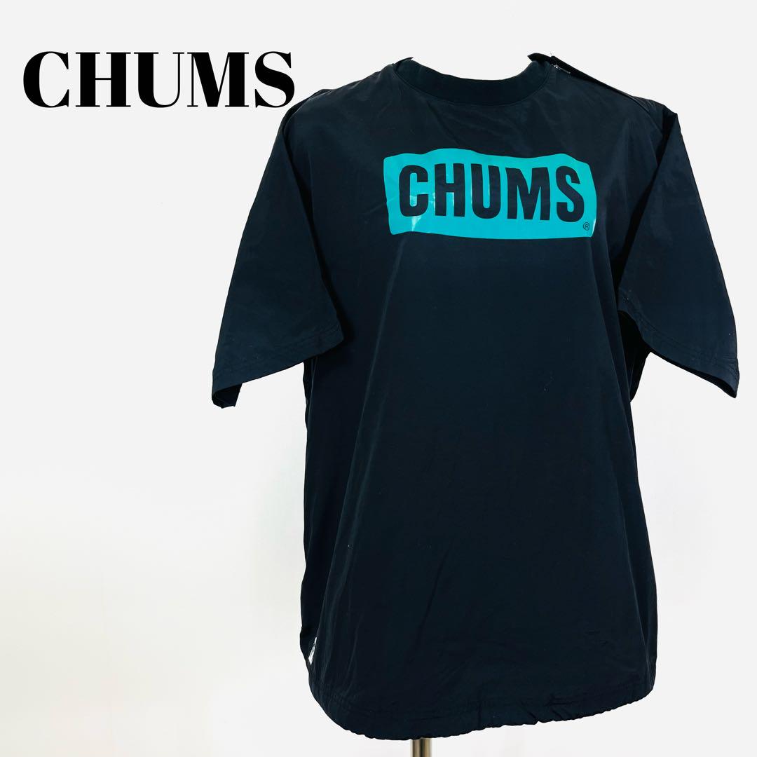CHUMS カットソー　ジッパー　ブラックTシャツ　アウトドア　フェス　【33】