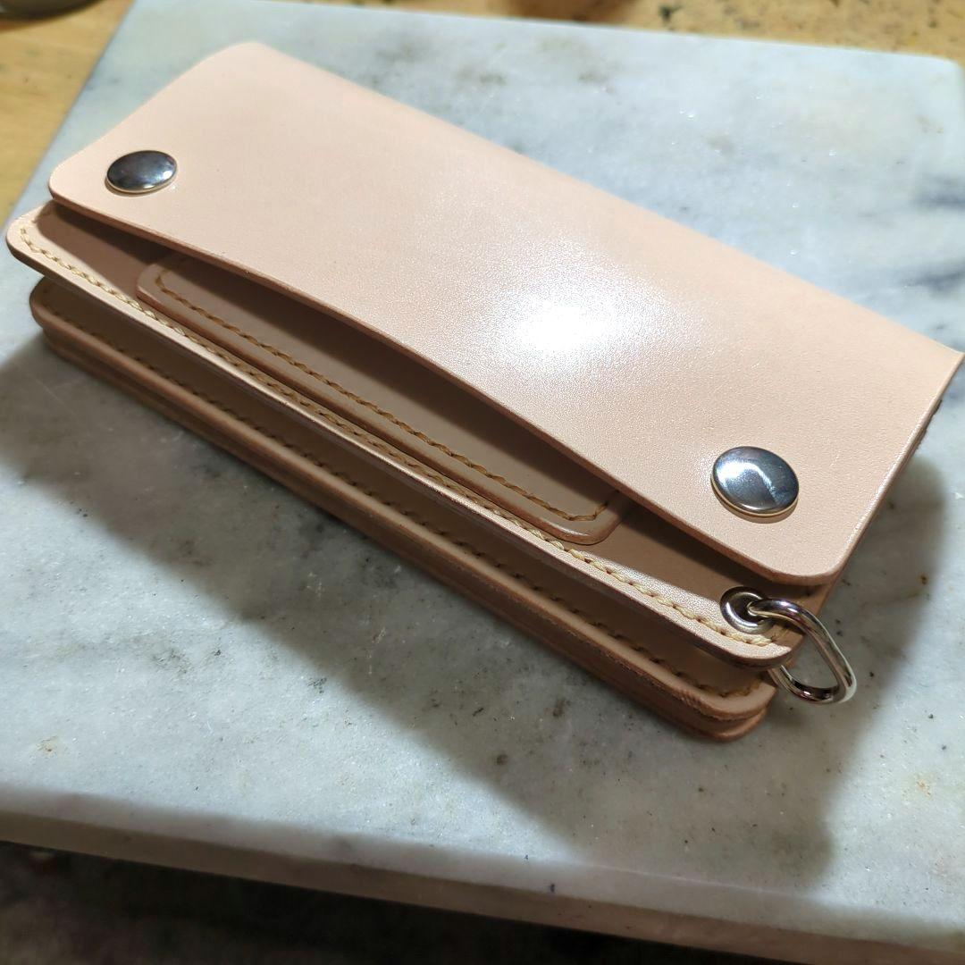 姫路ヌメ革 トラッカーウォレット ハンドメイド 長財布 ロングウォレット キナリ
