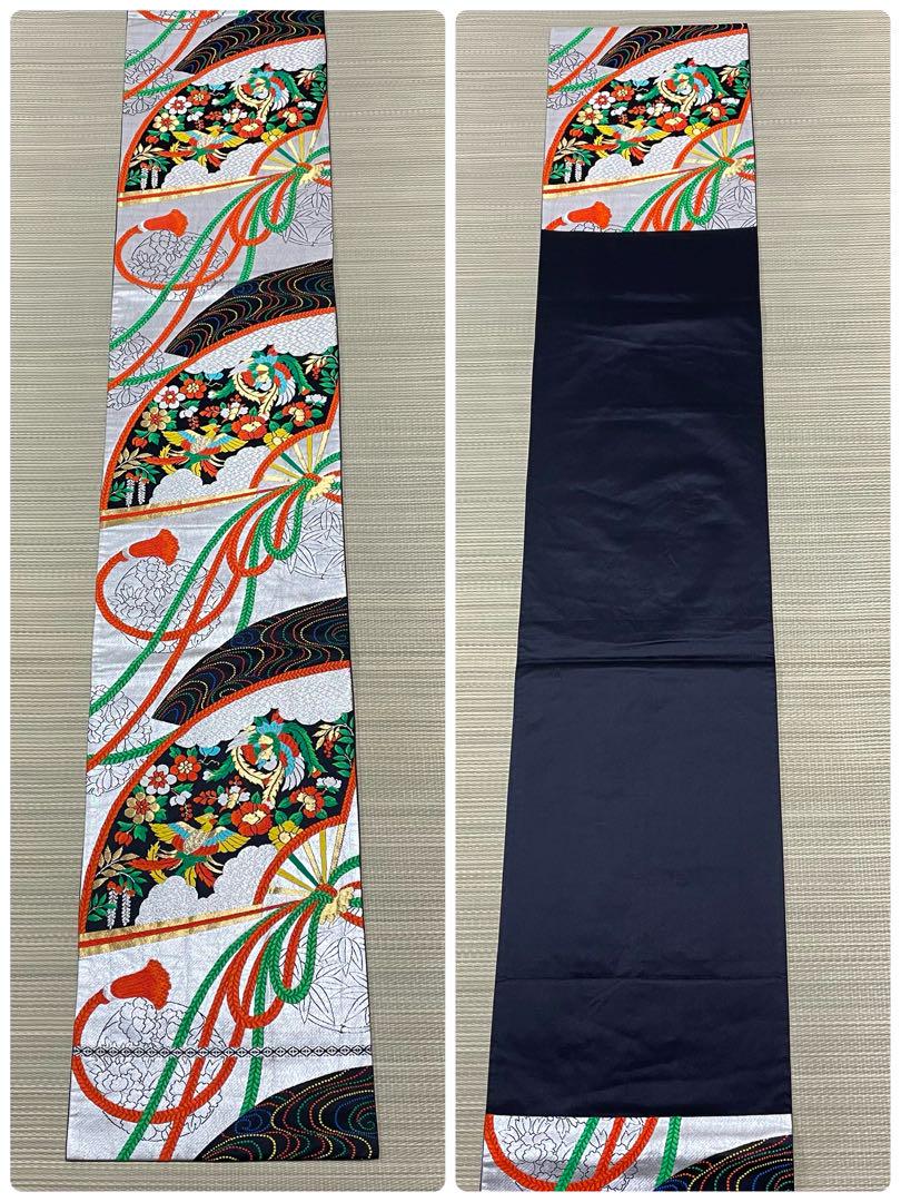 袋帯 正絹 六通柄 銀糸 金糸 刺繍 鳳凰 華 扇 振袖 留袖 FW-551