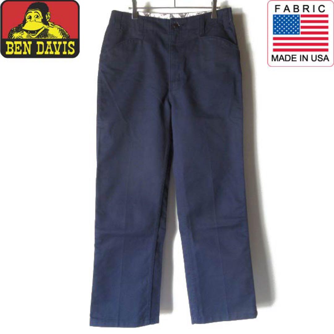 美品 US企画 BEN DAVIS ベンデイビス ワークパンツ 紺系 32