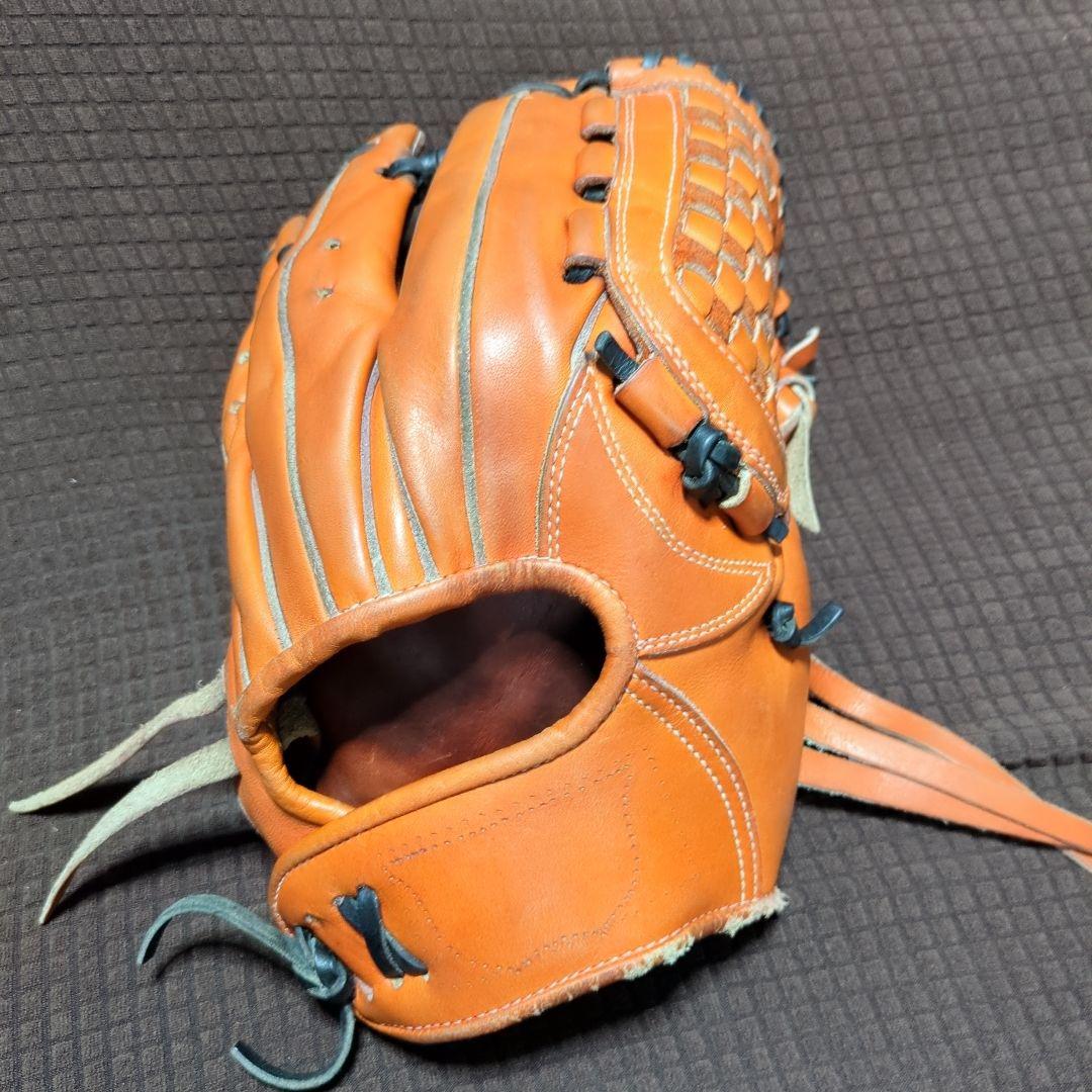 ラベル無しWilson　オレンジ レザー 編み込み 右投げ 硬式グローブ内野手