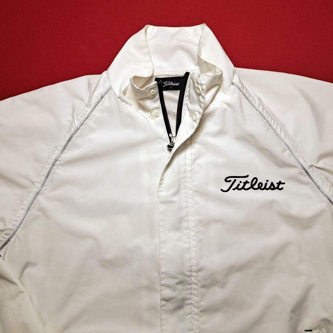 Titleist ゴルフジャケット ホワイト TITLEIST タイトリスト 裏地付 ウール混 ニット ジップ