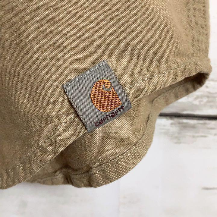 カーハート BDシャツ　胸刺繍ロゴ　フラップポケット　ゆるだぼ 半袖　ブラウン