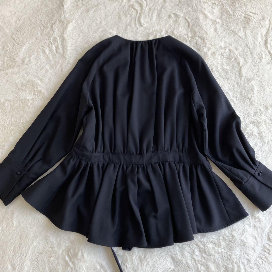 LANVIN en Bleu ウエストリボン　ギャザーフリルぺプラム　ジャケット
