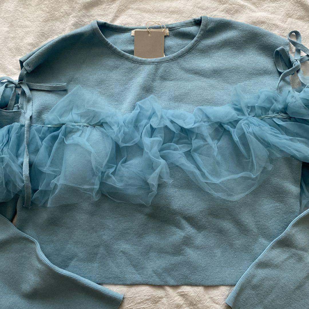 未使用《Alley by w closet》チュールビスチェ付プルオーバー 水色