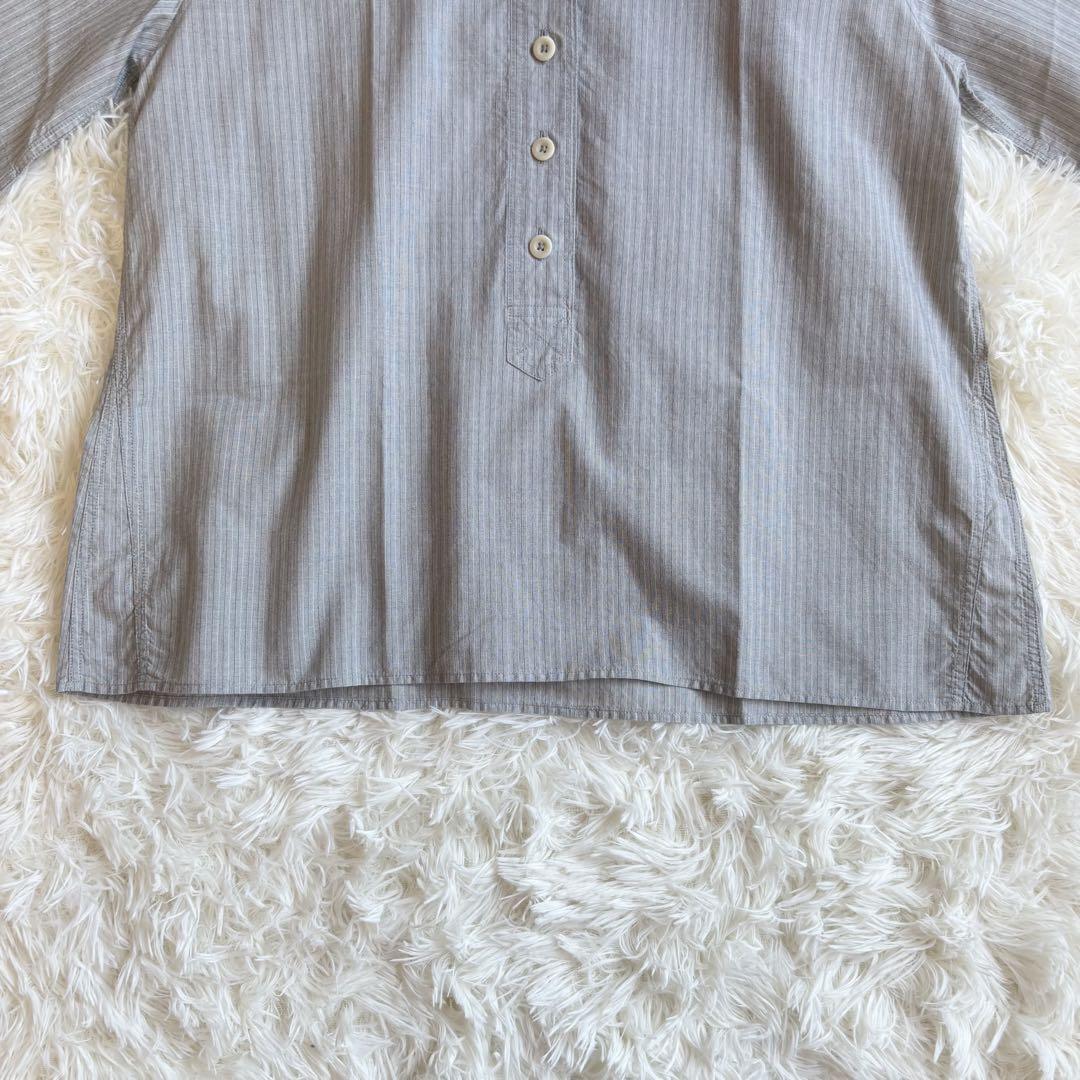 美品✨ MHL マーガレットハウエル　コットン　長袖　シャツ バンドカラー MHL. コットンシャツ ネイビー バンドカラーシャツ マーガレット