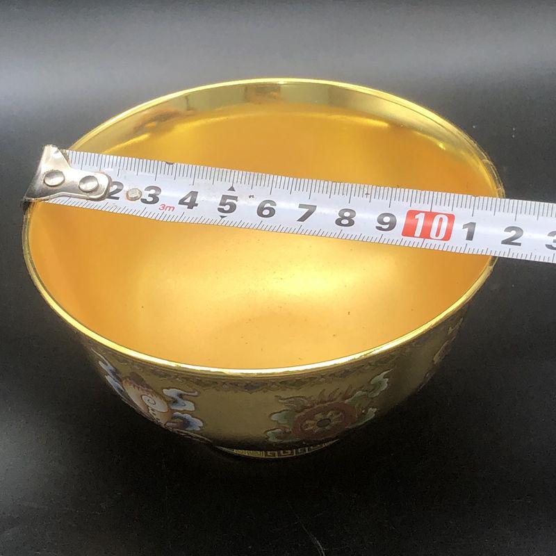 【売り切り御免！】 吉祥八宝碗 鎏金碗 銅器 色絵法宝碗 置物 美術品 工芸品 装飾品 工芸品