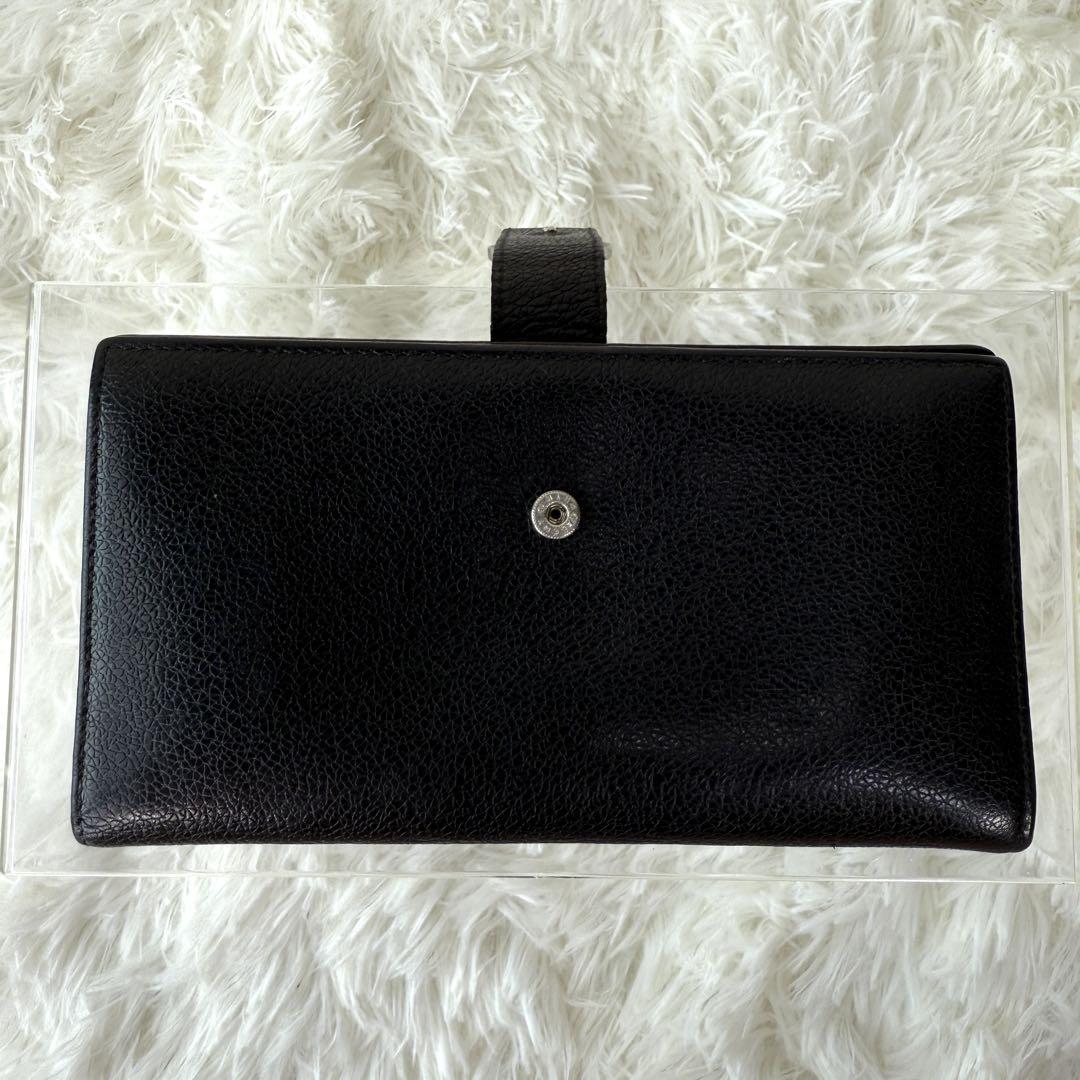 美品 BVLGARI グレインレザー ビーゼロワン サークルロゴ 黒 長財布