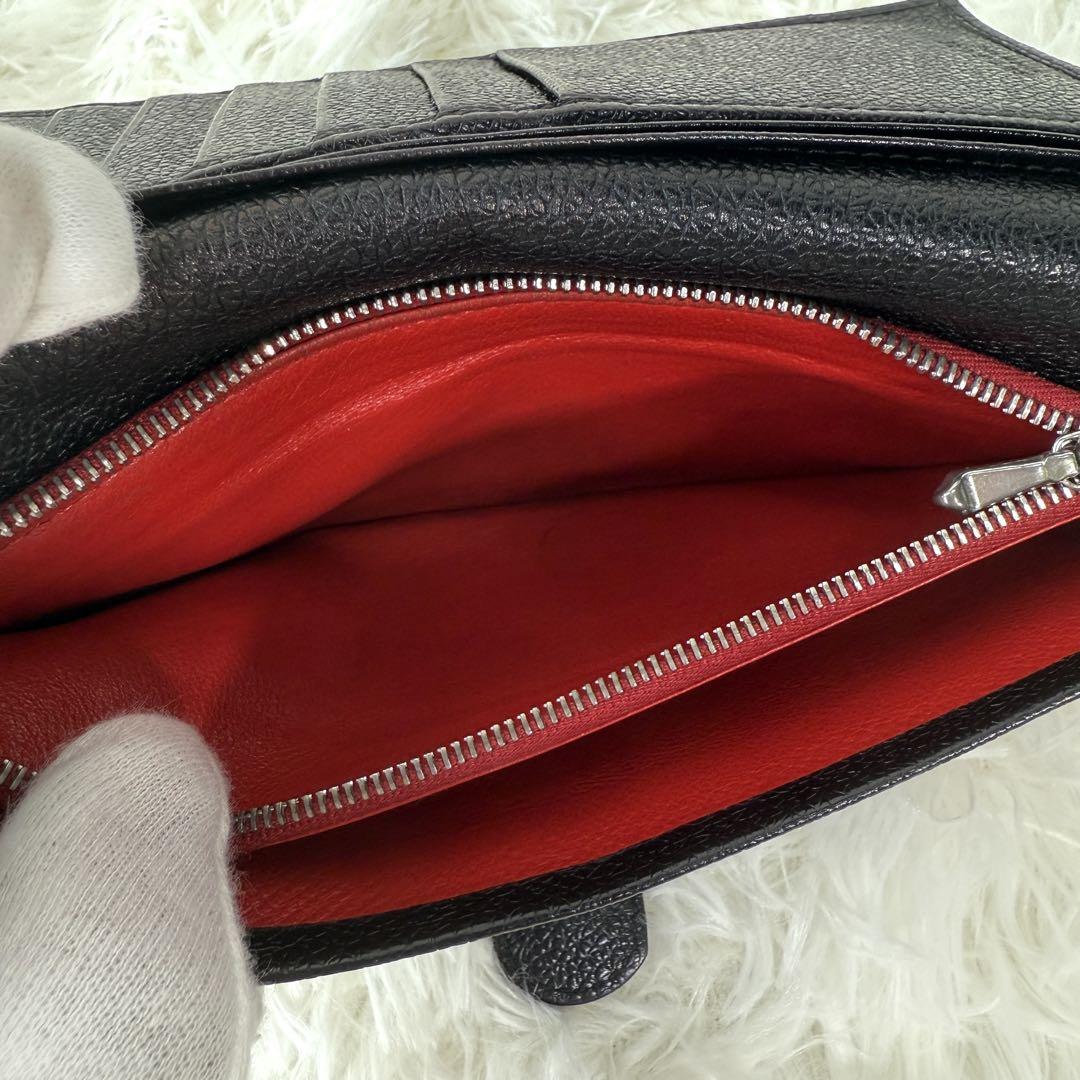 美品 BVLGARI グレインレザー ビーゼロワン サークルロゴ 黒 長財布