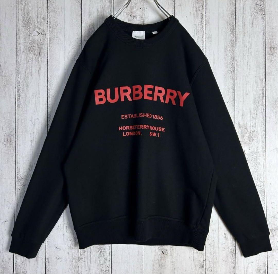 Burberry 23SS ロゴプリント トレーナー_BLACK Burberry logo-print Cotton Sweatshirt | Black | FARFETCH