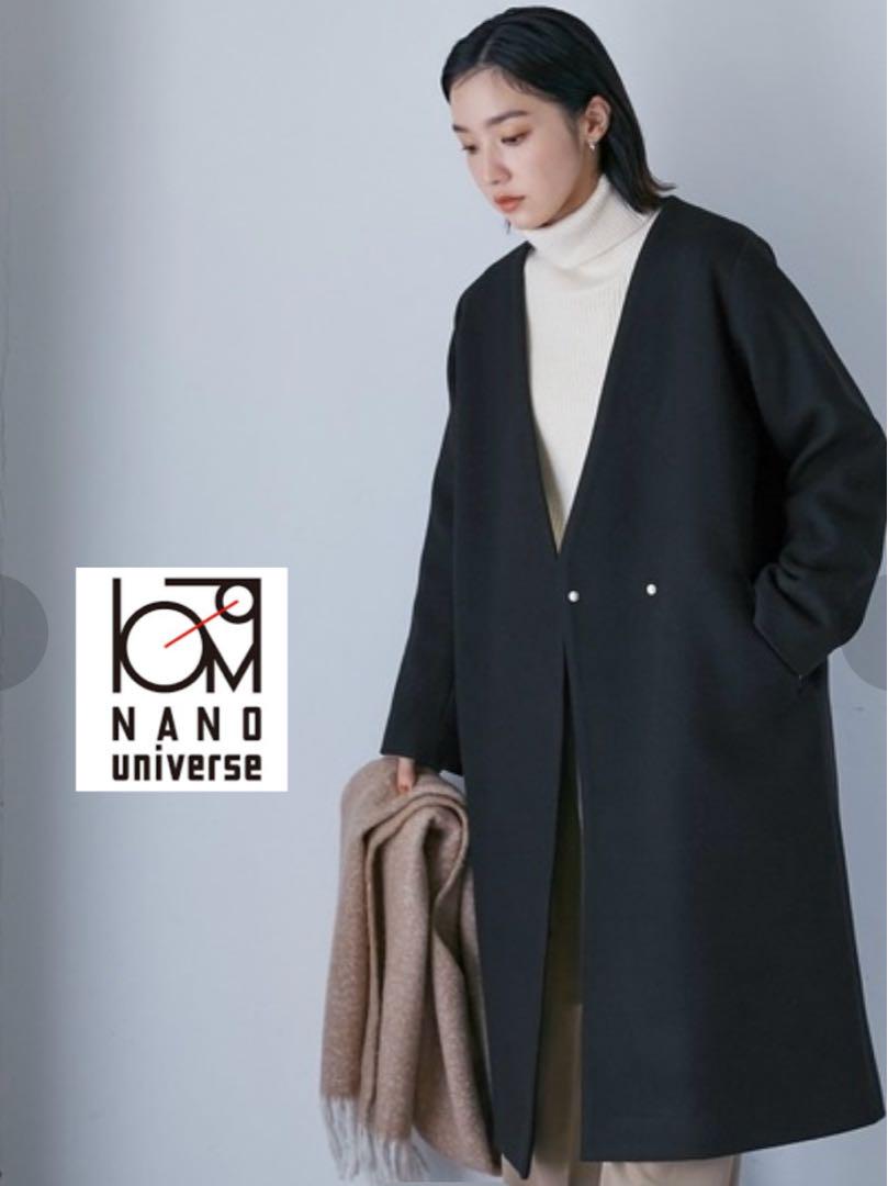 新品　nano.universe LB.04Vネック　 ノーカラーコートブラック
