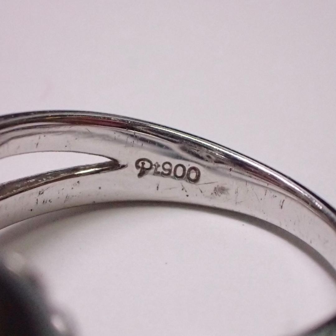Pt900◆12号◆12㎜超美品!黒真珠と波のダイヤモンドプラチナリング◆洗浄済