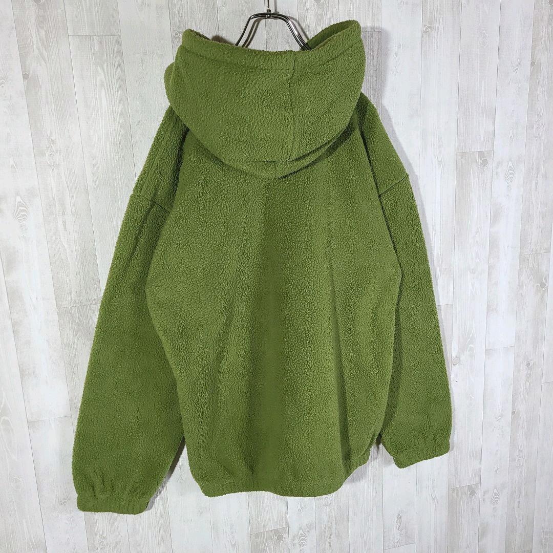入手困難 L相当 アースカラー フリースパーカー QhCMB-m77750976987 ステューシー 刺繍 緑 高品質国産