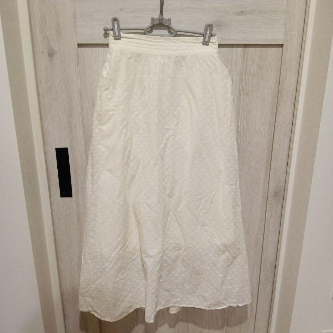★美品★サマンサモスモス SM2 ホワイト ドット フレアスカート Fサイズ